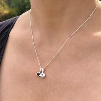 September Birthstone Sapphire Silver Charm Necklace, 6 of 12
