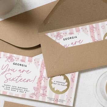 Personalised 16th Birthday Paris Trip Scratch Voucher, 3 of 4