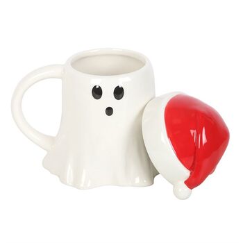 Ghost Shaped Mug With Santa Hat Lid, 3 of 3