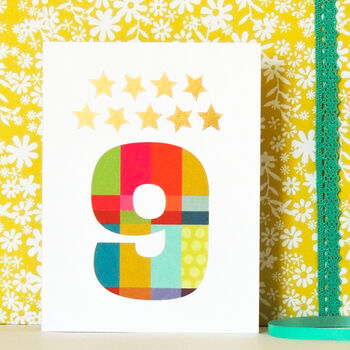 Mini Birthday Number Card, Ages One To Ten, 9 of 11