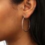Silver Or 18ct Gold Plated Hammered Hoop Earrings, thumbnail 2 of 4