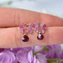 Cherry Blossom Pink Sapphire Drop Earrings, thumbnail 3 of 11