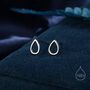 Sterling Silver Minimalist Open Droplet Stud Earrings, thumbnail 1 of 12