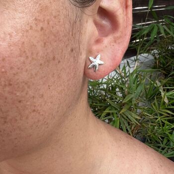 Starfish Stud Earrings Sterling Silver Sea Stars, 2 of 6