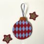 Set Of Three Hand Stitched Baubles, thumbnail 4 of 6