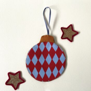 Set Of Three Hand Stitched Baubles, 4 of 6