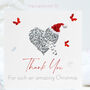 Thank You Silver Butterfly Heart Christmas Card, thumbnail 1 of 12