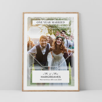 One Year Married Couples Photo Print Personalised Anniversary Gift, 2 of 6