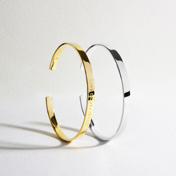 Personalised Cuff Bangle 18 K Gold Plated Solid Silver, 2 of 6