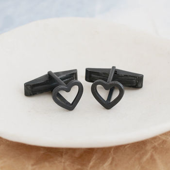Geometric Heart Silver Cufflinks, 5 of 12