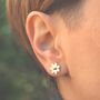 Daisy Flower Stud Earrings Floral Jewellery 18k Gold, thumbnail 3 of 10