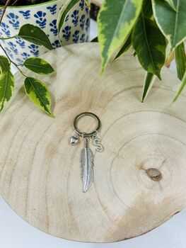 Personalised Bereavement Keyring | Feather Keyring, 3 of 7