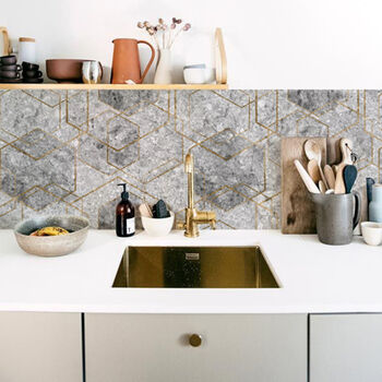 Granite Hexagon Kitchen Backsplash Designer Wallpaper By Lime Lace