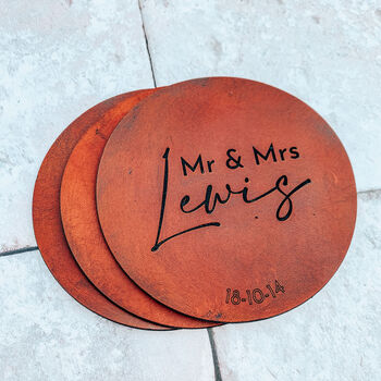 3rd Anniversary Surname Coasters For Couples, 4 of 5