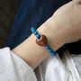 Peacock Blue Bead And Chocolate Heart Bracelet, thumbnail 1 of 3