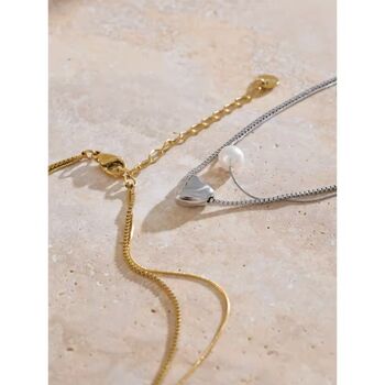 Cannes D’or Gold Pearl Crystal Love V Blossom Necklace, 4 of 4