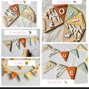 Safari Bunting Jungle Theme Wooden Personalised Bunting, 5 of 11