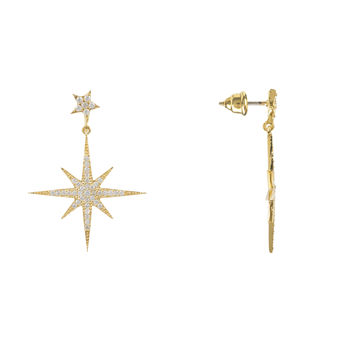 Petite Star Burst Drop Earring Gold Plated Silver, 4 of 6