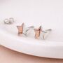 Sterling Silver And Rose Gold Star Stud Earrings – 5mm, thumbnail 2 of 6