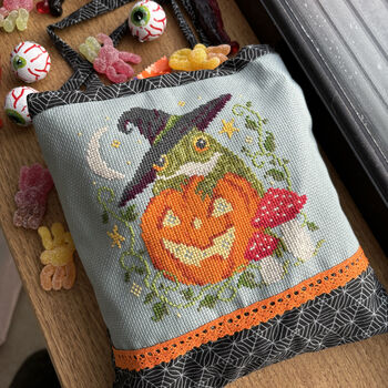 Pumpkin Toad Modern Cross Stitch Kit, 2 of 5