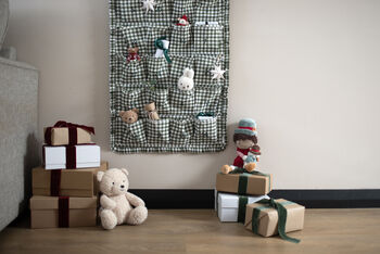 Personalised Green Gingham Ruffle Advent Calendar Embroidered, 6 of 12