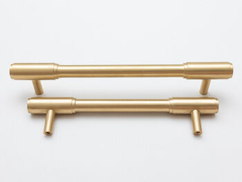 Solid Satin Brass Kitchen Pull Handles With Round Ends, 3 of 6