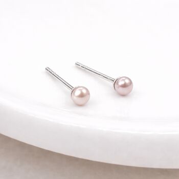 Sterling Silver Pink Freshwater Pearl Micro Stud Earrings – 3mm, 2 of 4