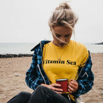'Vitamin Sea' Slogan T Shirt In Yellow, 2 of 7