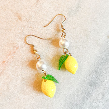 Lemon Charm Drop Earrings, 2 of 3