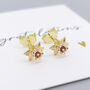 Yellow Gold Plated March Birth Flower Daffodil Stud Earrings, thumbnail 1 of 6