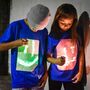 Children's Interactive Glow T Shirt In Blue And Peach, thumbnail 2 of 8