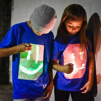 Children's Interactive Glow T Shirt In Blue And Peach, 2 of 8