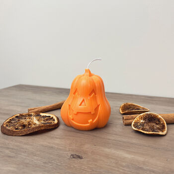 Spooky Orange Pumpkin Candle And Halloween Decoration, 6 of 8