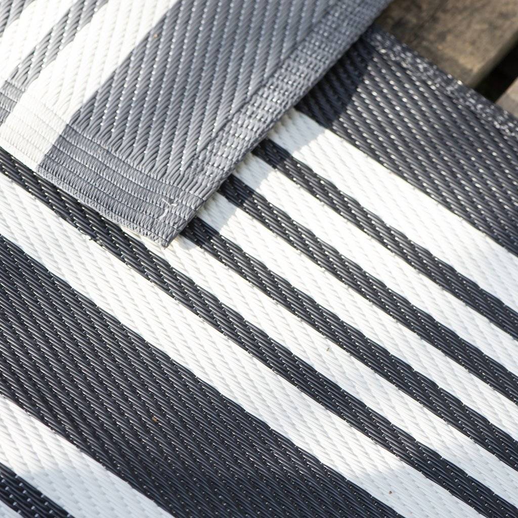 stripe outdoor recycled rug by the little house shop