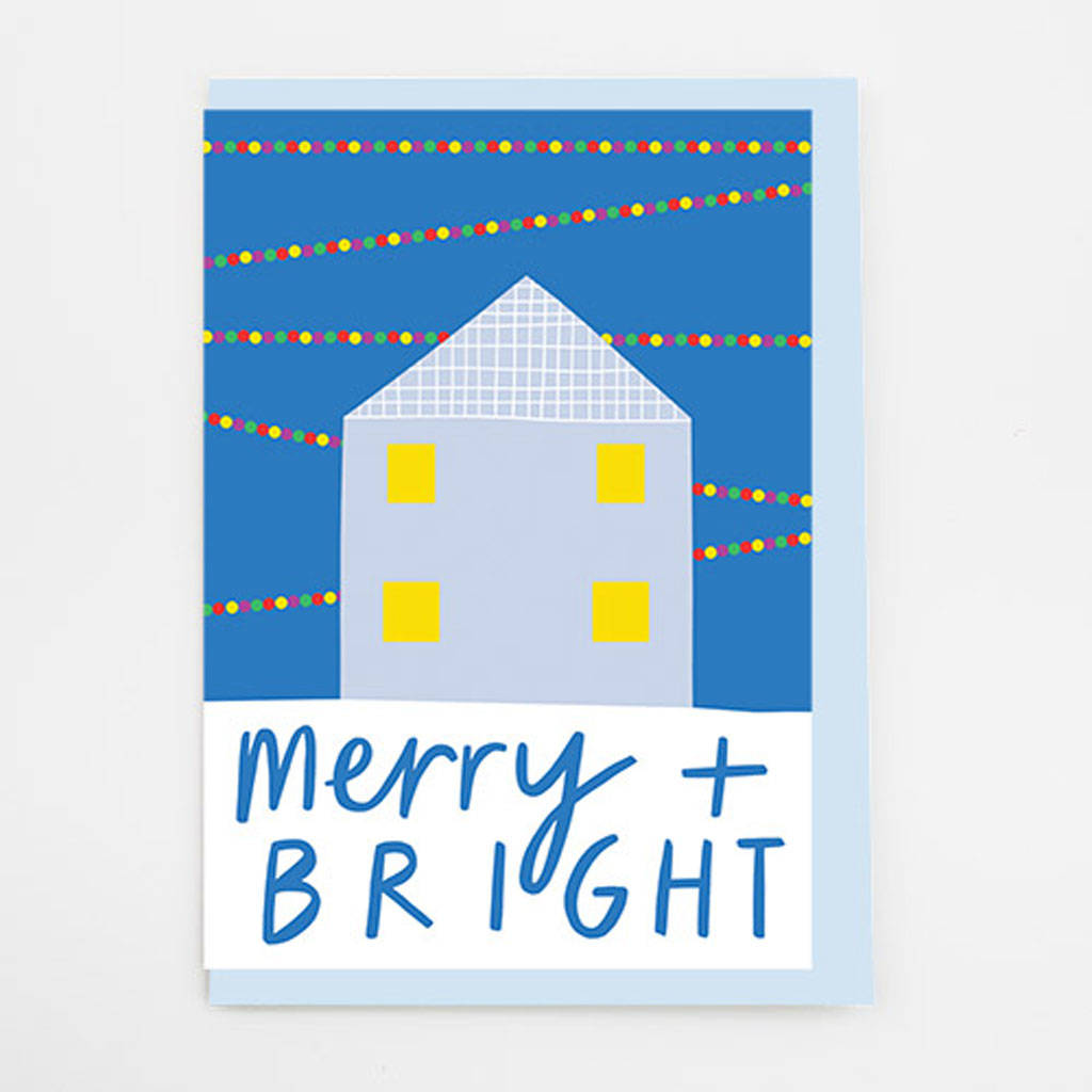 Merry + Bright Christmas Card By Alison Hardcastle  notonthehighstreet.com