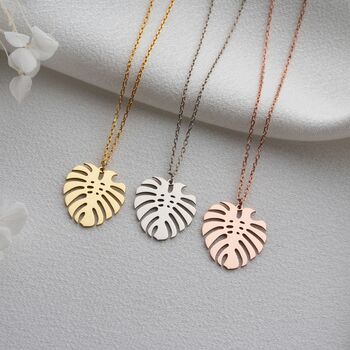Urban Jungle Monstera Leaf Necklace, 6 of 9