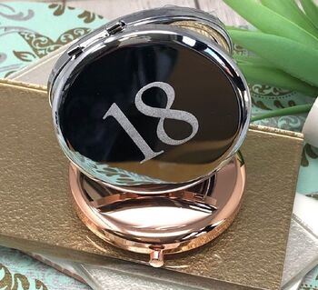 Birthday Compact Mirror In Rose Gold And Silver, 2 of 11