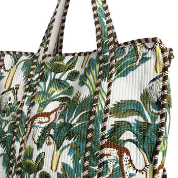 Leopard Print Large Quilted Cotton Tote Bag In White, 6 of 8