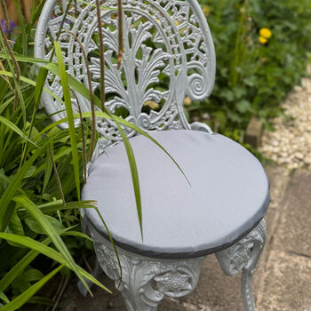 Circular Round Garden Outdoor Seat Pads Plain Grey 38cm, 4 of 4