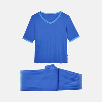 Women's 'Ultra Blue' Bamboo Lace Pyjama Set, 4 of 6