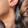 Silver Emerald Cz Stud Earrings, thumbnail 2 of 6