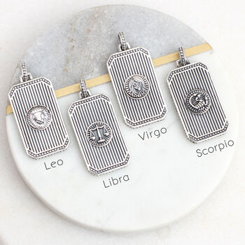Personalised Sterling Silver Zodiac Dog Tag Necklace, 4 of 7