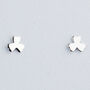 Sterling Silver Minimalist Shamrock Stud Earrings, thumbnail 4 of 7