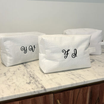 Monogram Curly Font Quilted Cosmetic Bag, 6 of 7