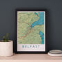 Framed And Personalised Belfast Map Print, thumbnail 2 of 2
