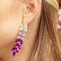 Gem Gradient Leaf Dangle Earrings In Purple, thumbnail 3 of 3