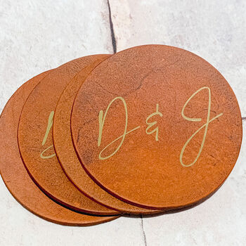 Third Leather Anniversary Couples Coasters, 4 of 7