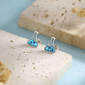 Sterling Silver Chemistry Flask Stud Earrings, 6 of 11
