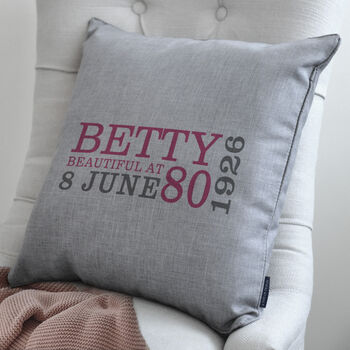 Personalised 80th Birthday Cushion, 3 of 4