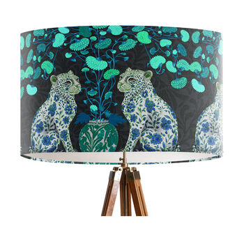 Chinoiserie Leopard Twins On Charcoal Lampshade, 4 of 5